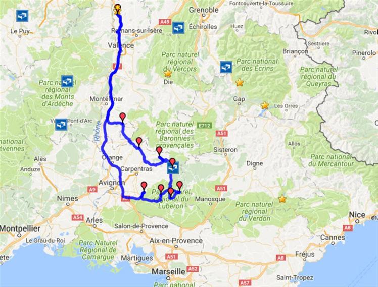 Provence - April 17 Route